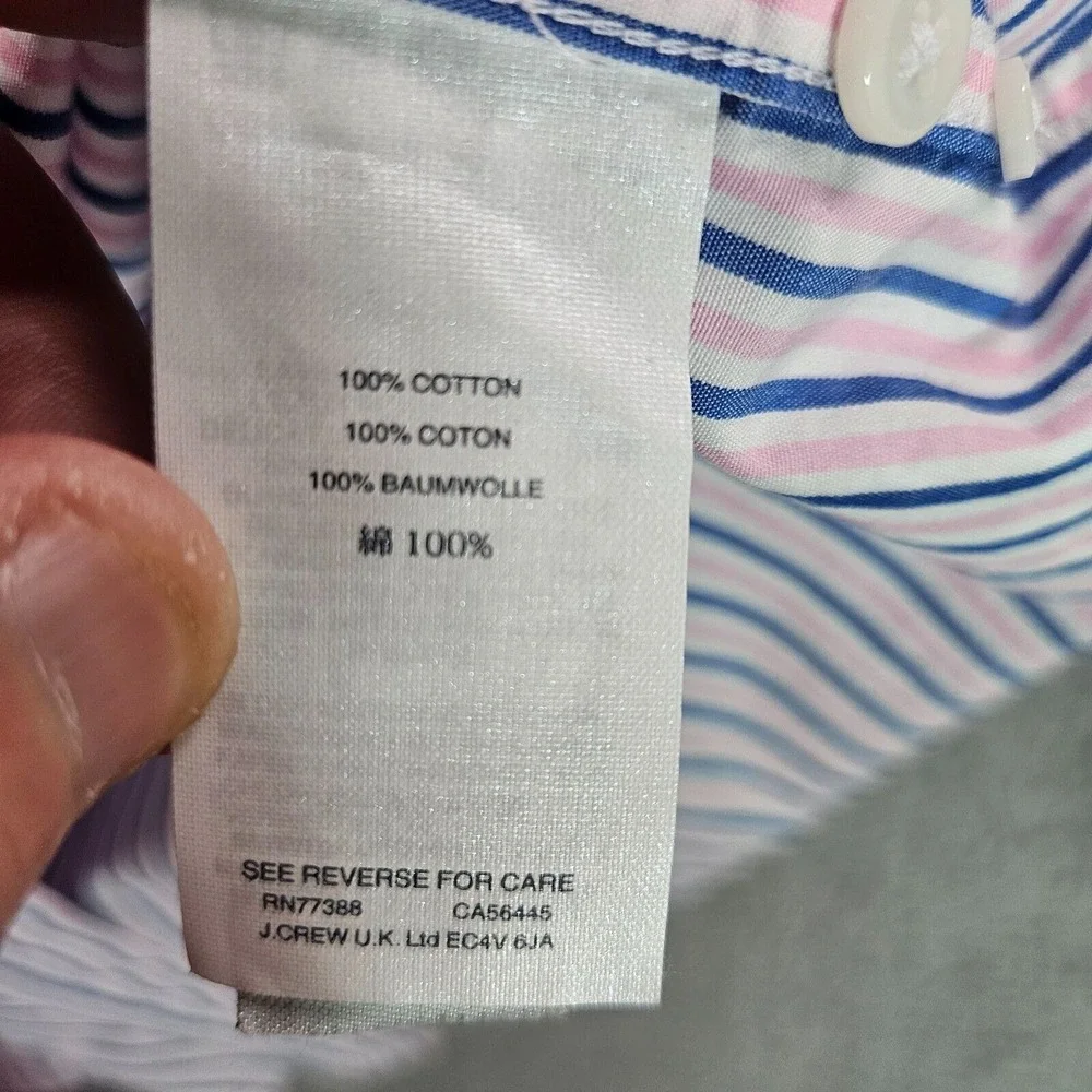 Lot of 2 - XL Men Shirt Button Up Long Sleeve  J Crew Slim Striped + Chaps Green